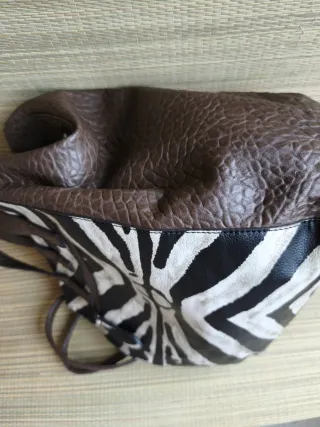 Borsetta ecopelle marrone stampa animalier