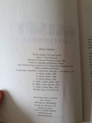 "O Grande Gatsby", F. Scott Fitzgerald