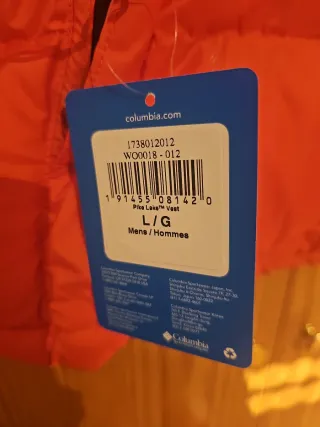 Chaleco Columbia Talla L Naranja y Negro