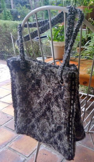 Bolso Tote Zara Alpaca Gris Negro