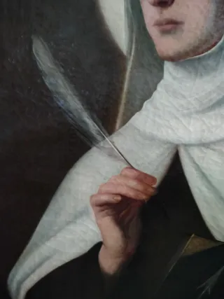 antiguo cuadro xix oléo santa teresa iglesias