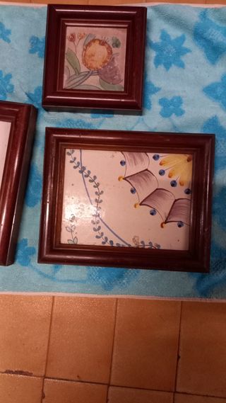 Lote Antiguo Azulejos Enmarcados Siglo XIX