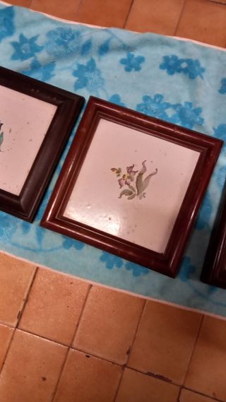 Lote Antiguo Azulejos Enmarcados Siglo XIX