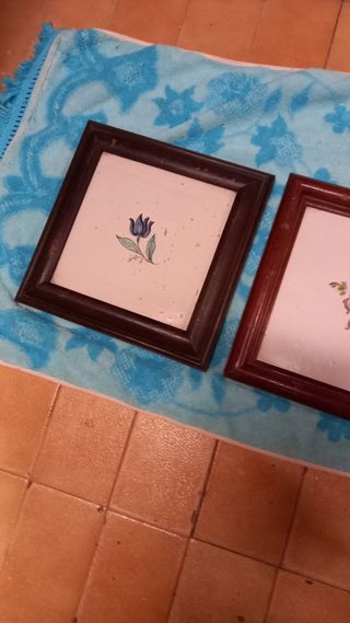 Lote Antiguo Azulejos Enmarcados Siglo XIX
