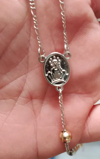 Collana Rosario Acciaio Inox Bicolore +Box