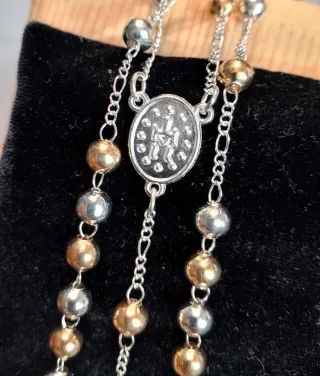 Collana Rosario Acciaio Inox Bicolore +Box