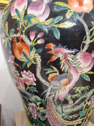 Pareja Tibores Chinos familia noire. Vintage