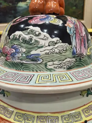 Pareja Tibores Chinos familia noire. Vintage