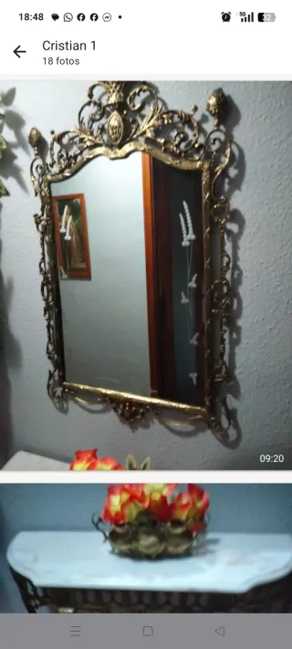 Espejo Bronce Antiguo