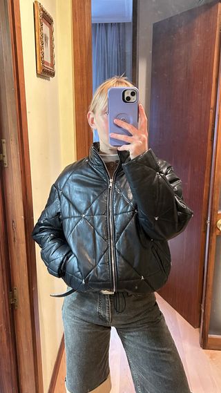 Cazadora acolchada de piel