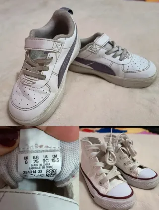 Zapatillas Puma Blancas y Moradas Talla 35