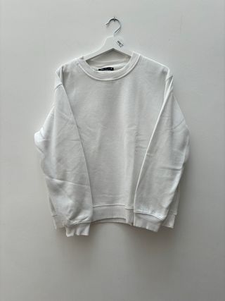 Felpa Zara bianca basic oversize interno felpato