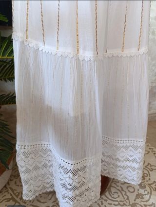 Falda Ibicenca Blanca y Dorada