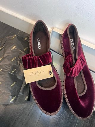 Merceditas Cereza Terciopelo Burdeos Talla 40