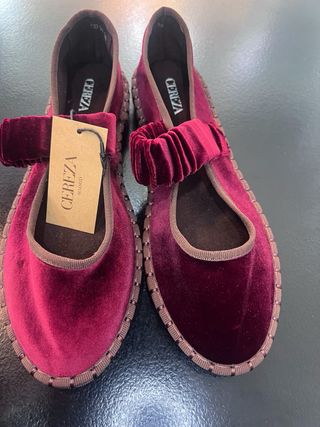 Merceditas Cereza Terciopelo Burdeos Talla 40