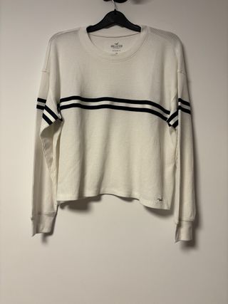 Jersey Hollister Blanco Rayas Manga Larga