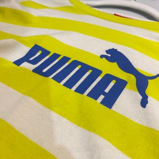 Camiseta Puma Rayas Amarillo Limón y Blanco