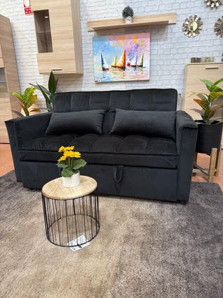 Sofá Cama Chaise Longue Negro