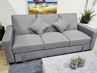 Sofá Cama Gris 3 Plazas con Arcón