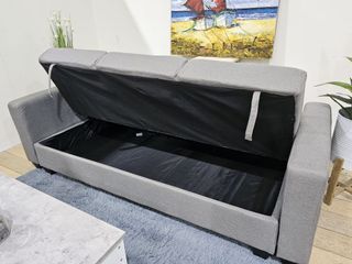 Sofá Cama Gris 3 Plazas con Arcón