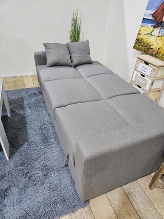 Sofá Cama Gris 3 Plazas con Arcón