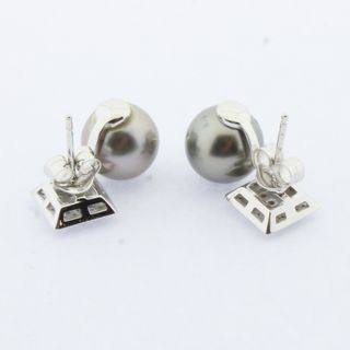 Pendientes Oro Blanco Diamantes Perlas