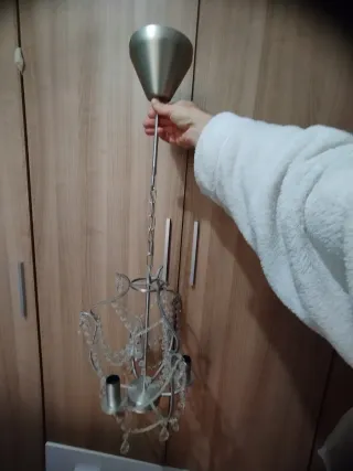 Lámpara araña Ikea cristal y metal