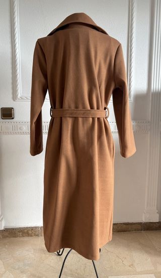 Abrigo paño largo cinturón