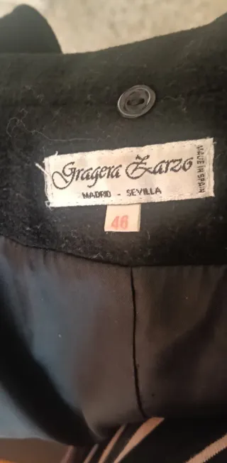 Abrigo Vintage Gragera Zarzo 46 Negro ver medidas