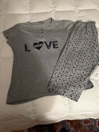 Pigiama donna grigio con cuori