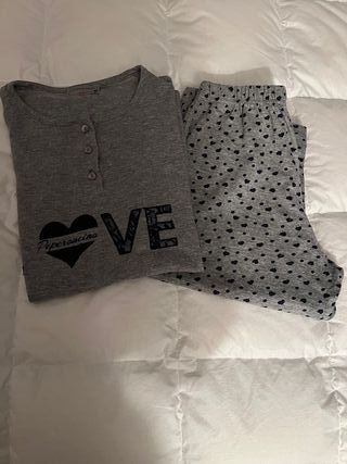 Pigiama donna grigio con cuori