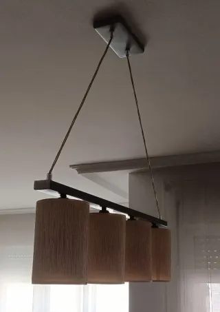 Lámpara colgante comedor beige y gris