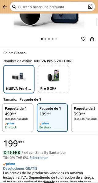 Arlo Pro 6 Cámara Seguridad WiFi 2K+
