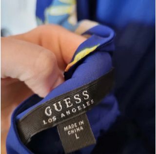 Vestido Guess Floral Halter Maxi Azul