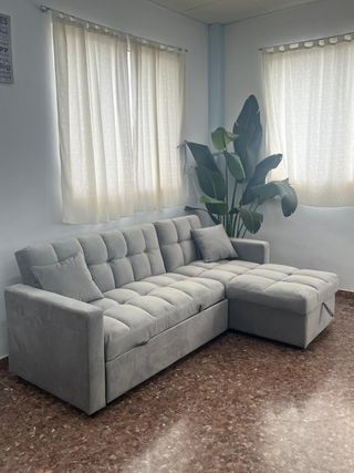 sofa chaise longue cama con arcon gris