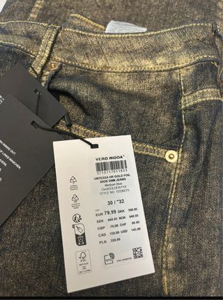 Pantalones VERO MODA azul reflejos dorados talla L