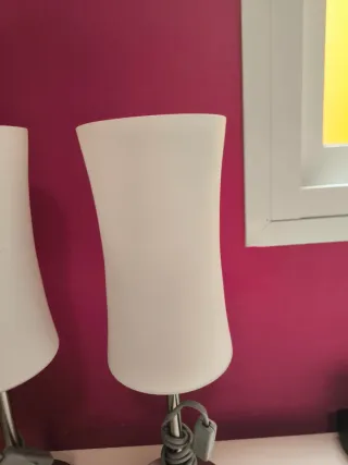 2 Lámparas Mesa Plateadas