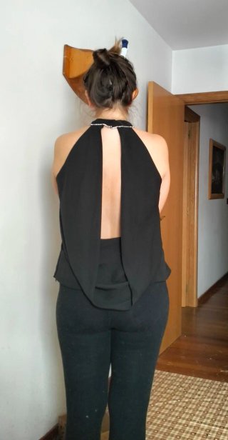 Top Camiseta Noche Zara Negro Talla L