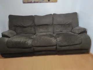 Sofá eléctrico 3 plazas tela marrón