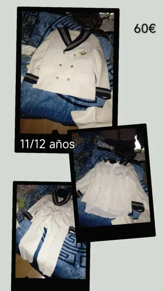 Traje de comunión blanco y dorado