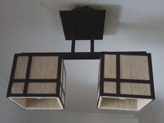 Lámpara doble pantalla yute y metal