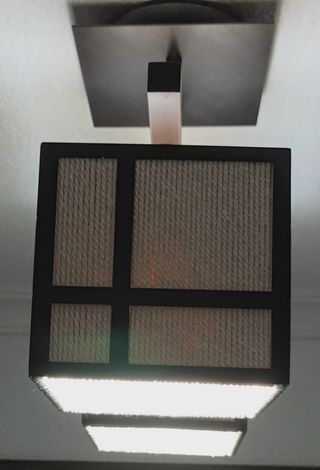 Lámpara doble pantalla yute y metal