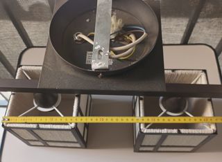 Lámpara doble pantalla yute y metal