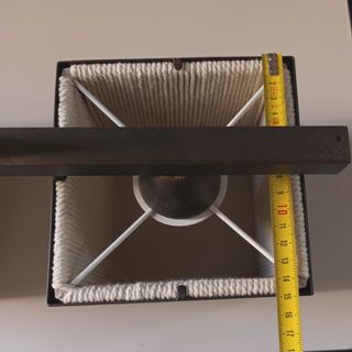 Lámpara doble pantalla yute y metal