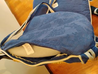 Set 4 Cuscini Sedia Cotone Damascato Blu