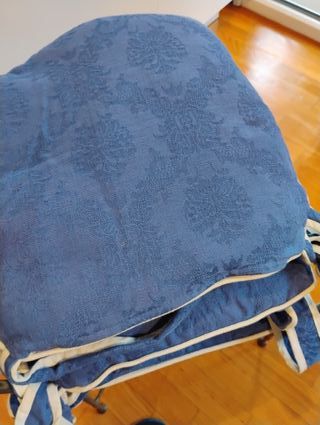 Set 4 Cuscini Sedia Cotone Damascato Blu