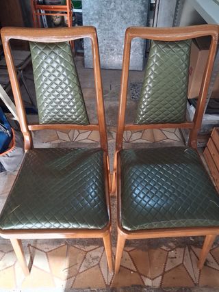 Juego 4 Sillas Vintage Piel Sintética Madera