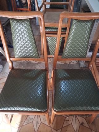 Juego 4 Sillas Vintage Piel Sintética Madera