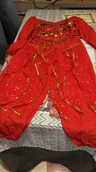 Disfraz Danza del Vientre Rojo y Dorado talla S