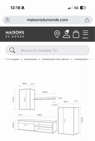 Mueble TV modular madera y metal